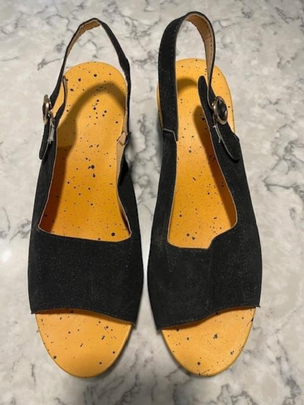NEW Slingback, Open Toe, Black Shoes. Never Worn. Size 8.5 Medium Width